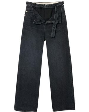 Sacai Belted Layered Waist Jeans - Blue