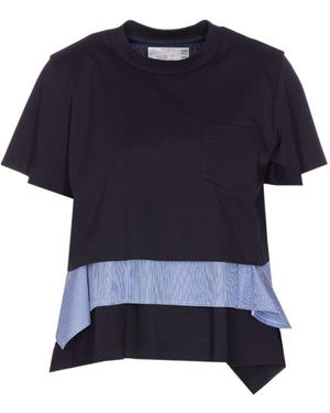 Sacai Layered Asymmetrical Hem T-Shirt - Blue
