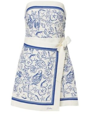 Jonathan Simkhai Darbie Printed Linen-Blend Minidress - Blue