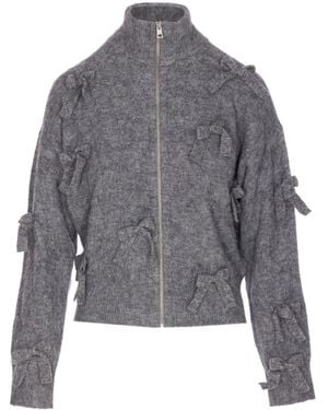 Aniye By Bow-Detail Zip Bomber Coat - Grey