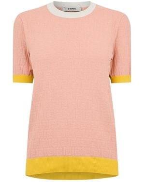 Fendi Ff Pullover Knitted Top - Pink