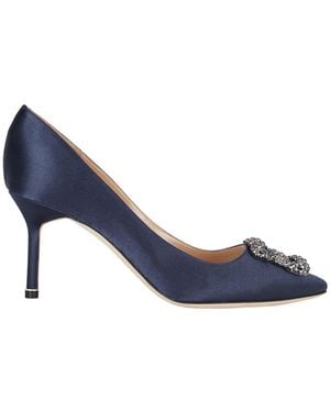 Manolo Blahnik Hangisi 75 Silk-Satin Pumps - Blue