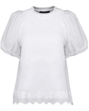 Simone Rocha Lace Detailed Puff-Sleeved T-Shirt - White