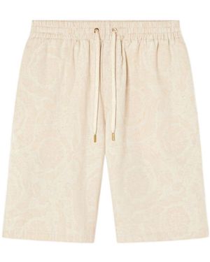 Versace Barocco Silhouette-Jacquard Drawstring Shorts - Natural