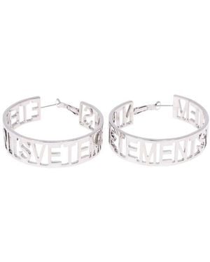 Vetements Logo Hoop Earrings - White