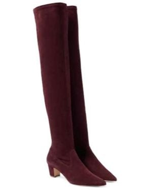 Manolo Blahnik Lupasca Suede Over-The-Knee Boots - Red