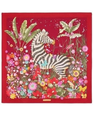 Ferragamo Printed Square Silk Scarf - Red