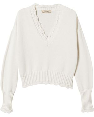 Twinset Scallop-Edge Sweater - White