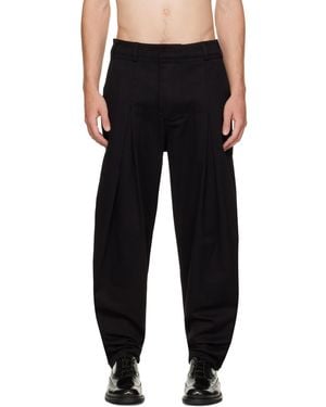 Entire studios Pleated Zip-Detail Casual Trousers - Black