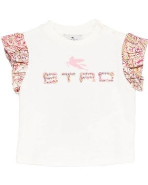 Etro Logo-Print Floral T-Shirt - Pink