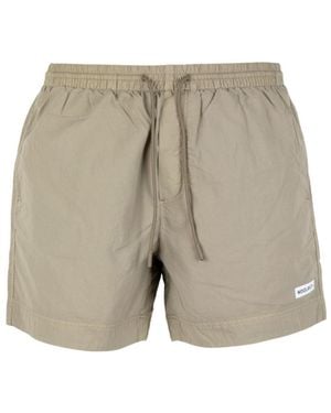 Woolrich Logo Patch Solid Swim Shorts - Gray