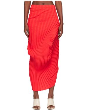 Issey Miyake Knit (As It Is) Pleated Maxi Skirt - Red