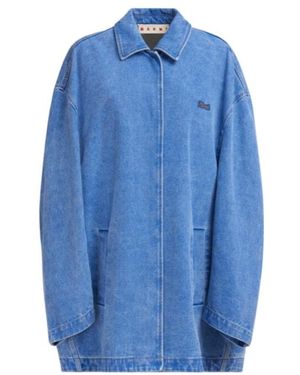 Marni Logo Patch Denim Jacket - Blue