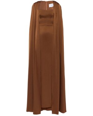 Alex Perry Caped Satin Gown - Brown
