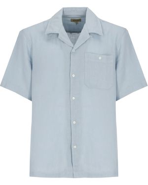 Woolrich Short-Sleeve Linen Shirt - Blue