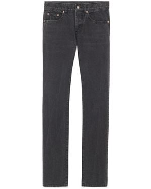 Saint Laurent Button Detailed Slim Fit Jeans - Grey