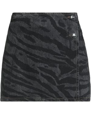 Ganni Zebra-Striped Denim Wrap Skirt - Black
