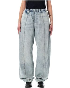 Haikure Angel Elastic Waist Wide-Leg Jeans - Blue