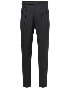 Brunello Cucinelli Virgin Wool Straight Trousers - Black