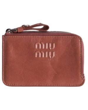 Miu Miu Leather Card Holder - Red