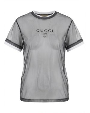 Gucci Printed Double Layered Jersey T-Shirt - Gray