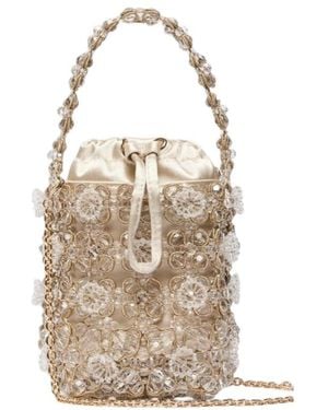 Marella Small Bead-Embroidered Bucket Bag - White
