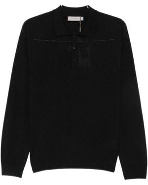Canali Long-Sleeve Polo Shirt - Black