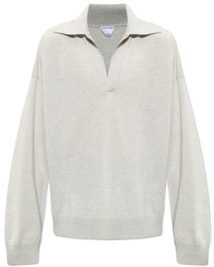 Bottega Veneta Bv Embroidered Knitted Polo Shirt - White