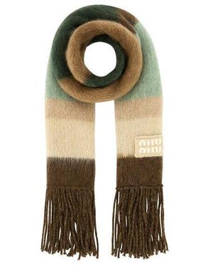 Miu Miu Embroidered Mohair Blend Scarf - Green