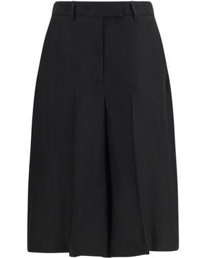 Lardini Pleated Straight-Leg Bermuda Shorts - Black