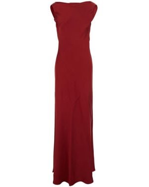 Antonelli Draped Neckline Long Dress - Red