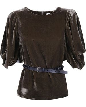 P.A.R.O.S.H. Puff-Sleeve Top - Black