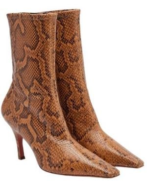 AMINA MUADDI Snake-Effect Leather Ankle Boots - Brown