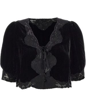 RIXO London Ursula Velvet Top - Black