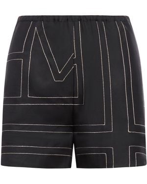 TOTEME Topstitched Silk Shorts - Black