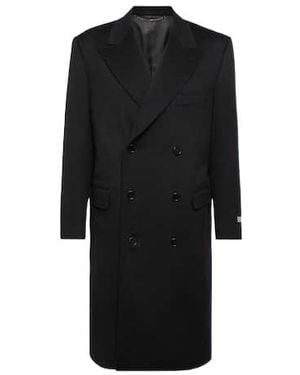 Canali Wool And Cashmere Overcoat - Black