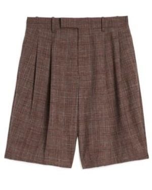 Jil Sander Pleated Check Shorts - Brown