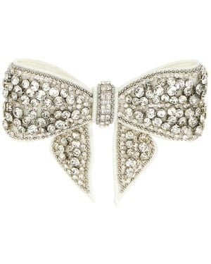 Self-Portrait Crystal Embellished Bow Hair Clip - White