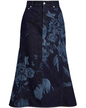 Erdem Belt Loop Midi Skirt - Blue