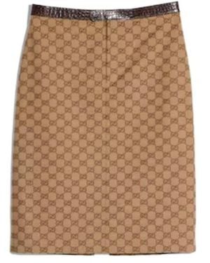 Gucci Gg Pattern Skirt - Natural