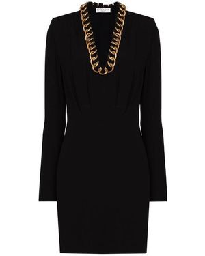 Givenchy Chain-Trim Long-Sleeve Mini Dress - Black