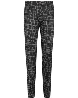 Versace Crocodile-Print Straight-Leg Jeans - Grey