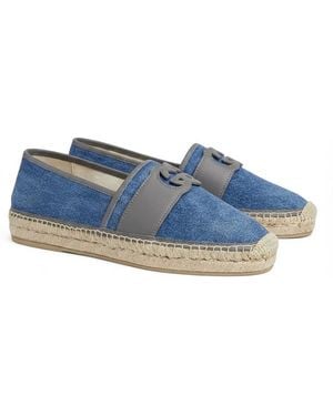 Gucci Cut-Out Logo Denim Espadrillas - Blue