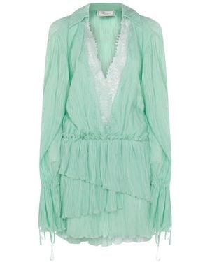 Blumarine Long-Sleeved V-Neck Dress - Green