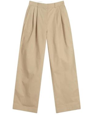 DUNST Pleated-Front Trousers - Natural