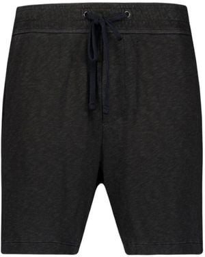 James Perse Mélange-Effect Cotton Track Shorts - Black