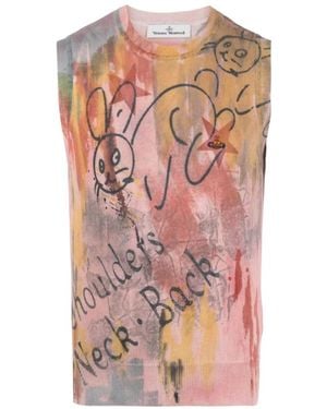 Vivienne Westwood Graphic Sleeveless Knitted Top - Pink