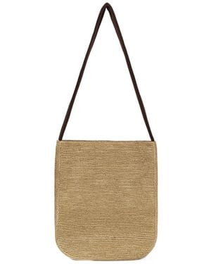 The Row Lori Curved Raffia Shoulder Bag - Metallic