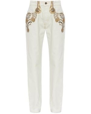 Versace Patterned Jeans - White