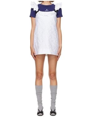 ShuShu/Tong Ruffled Lace-Trim Mini Dress - Blue